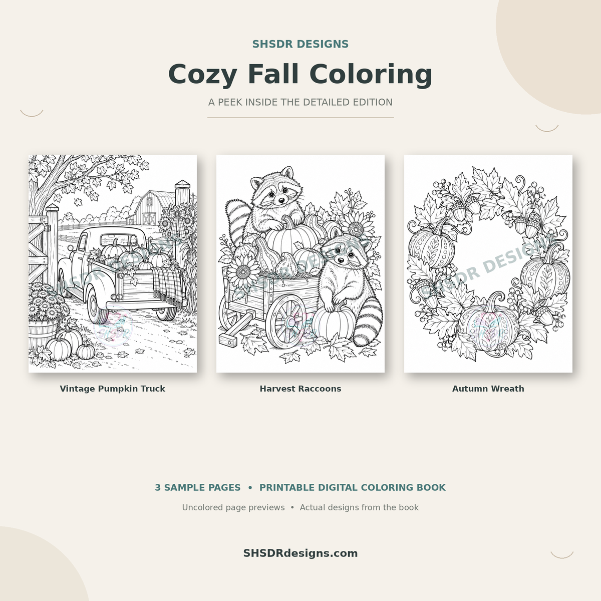 Autumn Days | Detailed Adult Coloring Book