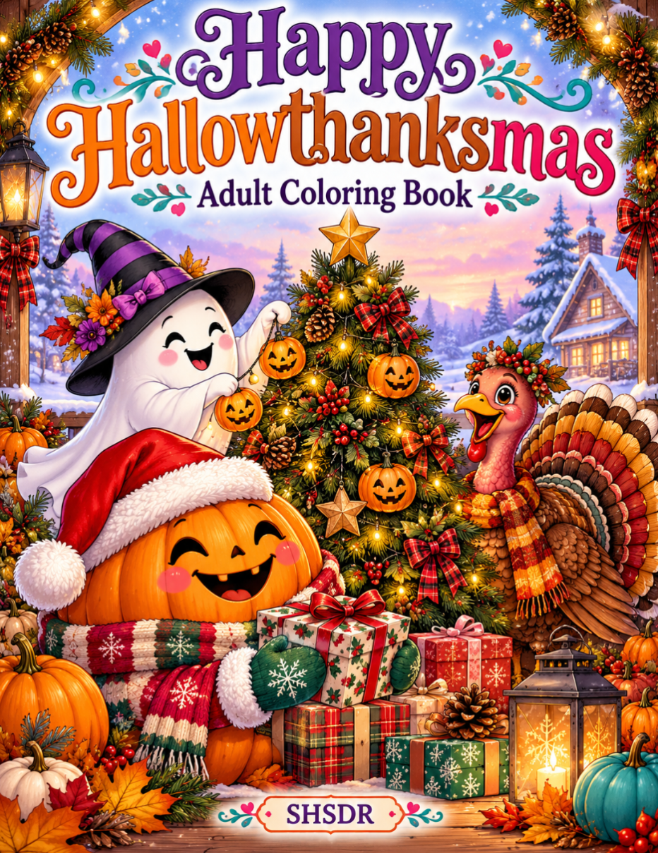 Happy Hallowthanksmas | Adult Coloring Book