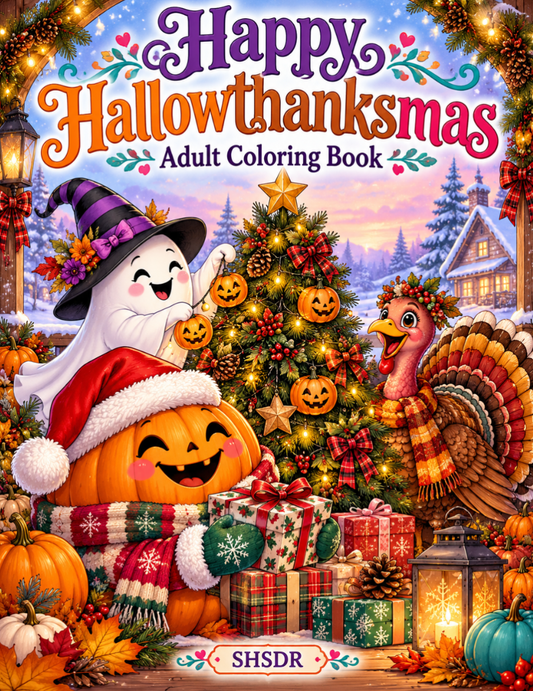 Happy Hallowthanksmas | Adult Coloring Book