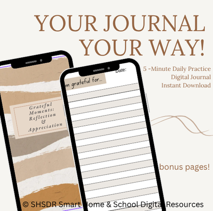 Grateful Moments: Reflection and Appreciation Gratitude Journal | Daily & Weekly Reflection | Printable Digital PDF